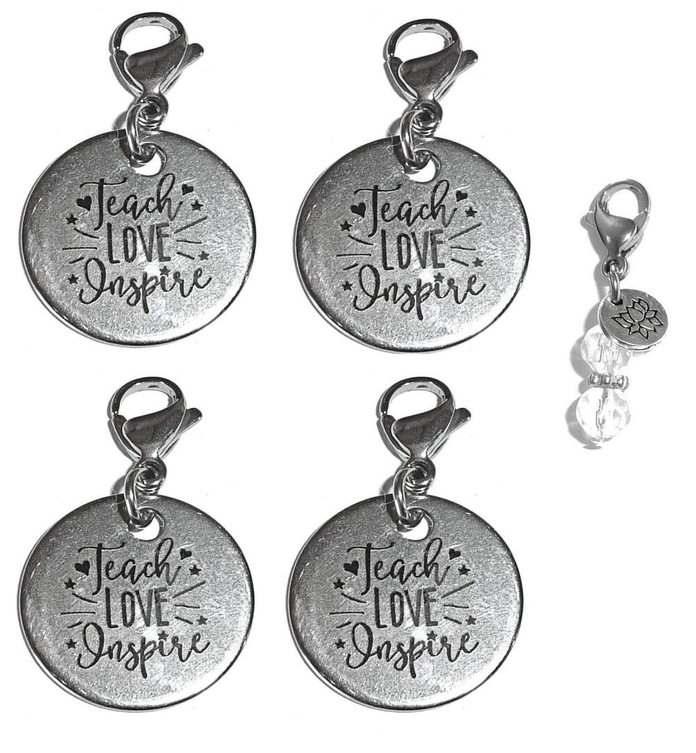 5879 Set Of 4 Clip On Charms Bag Purse Handbag Message Keychain